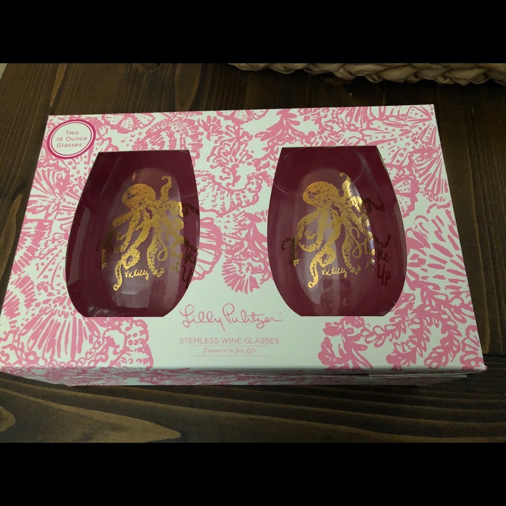 Lilly Pulitzer Stemless Wine Glasses